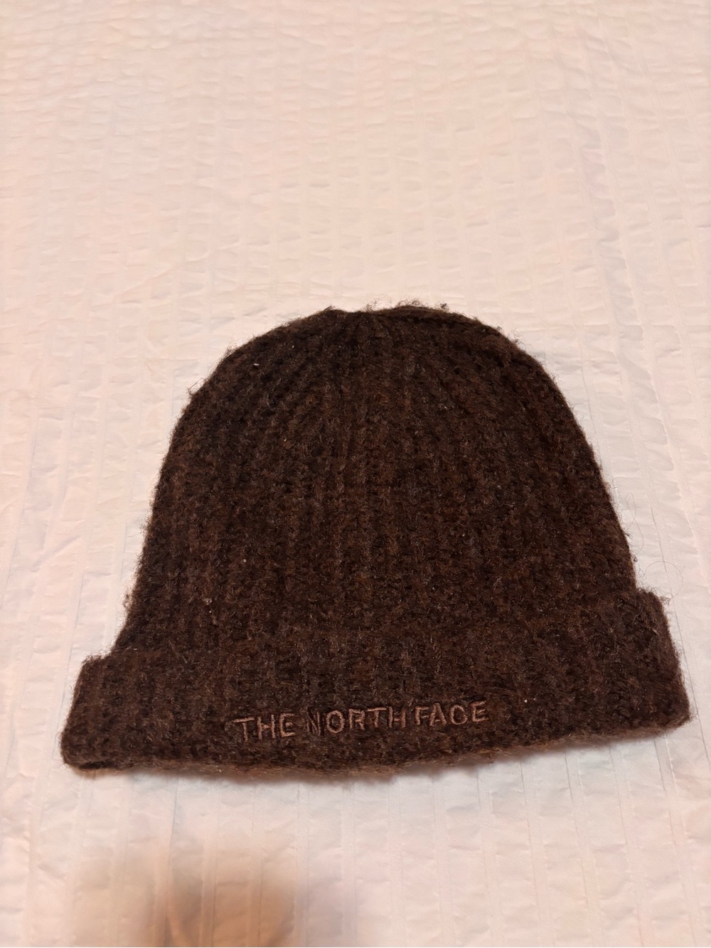 The North Face Dark Brown Ribbed Knit Beanie/toque